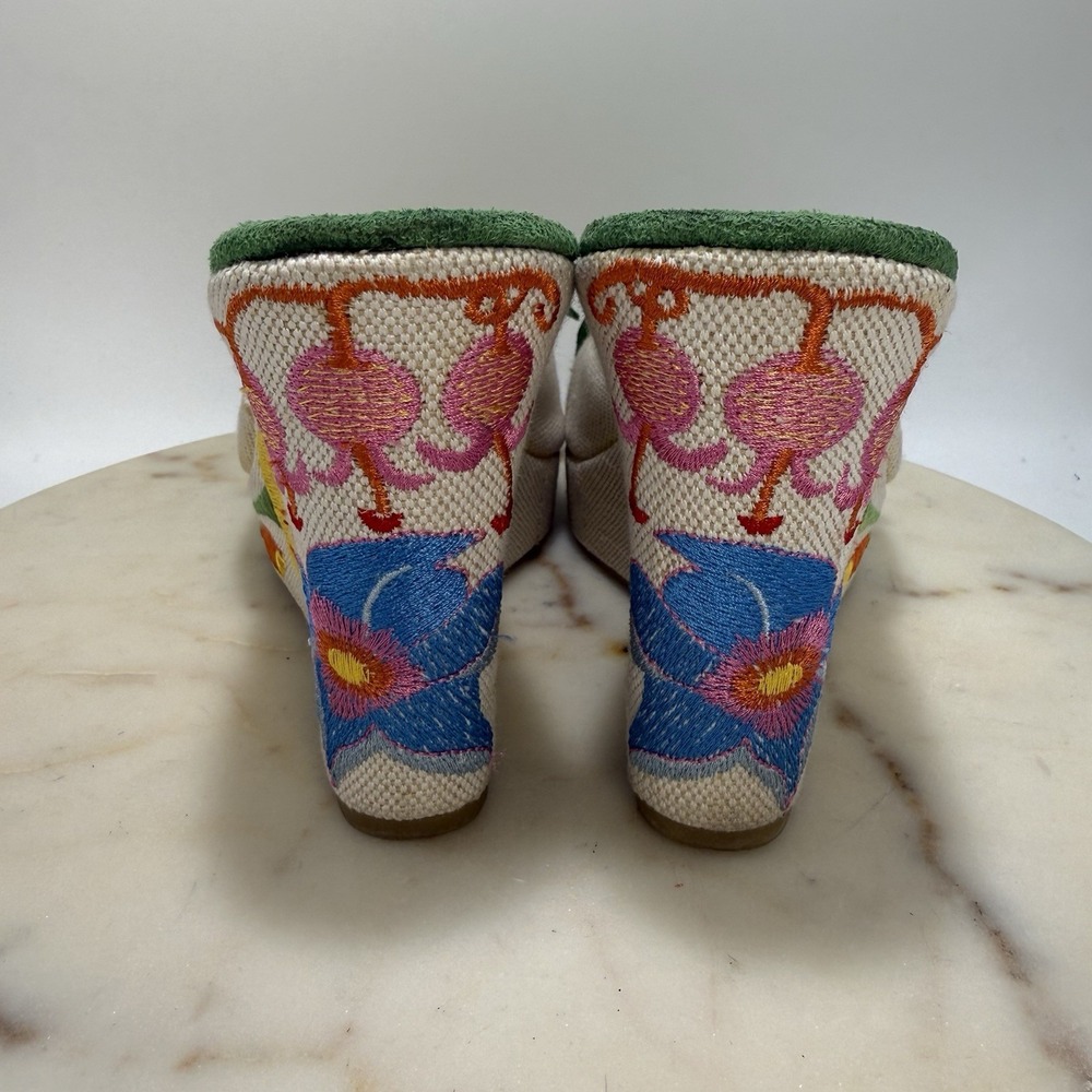 Bongo Vintage Y2K Embroidered Floral Platform Wedge Sandals Fairy Cute Size 10M - Picture 4 of 12